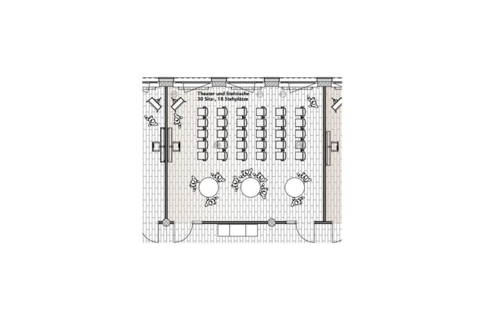 Stehtische und Theaterbestuhlung Raum Landsberg - SVG Seminarraumzentrum