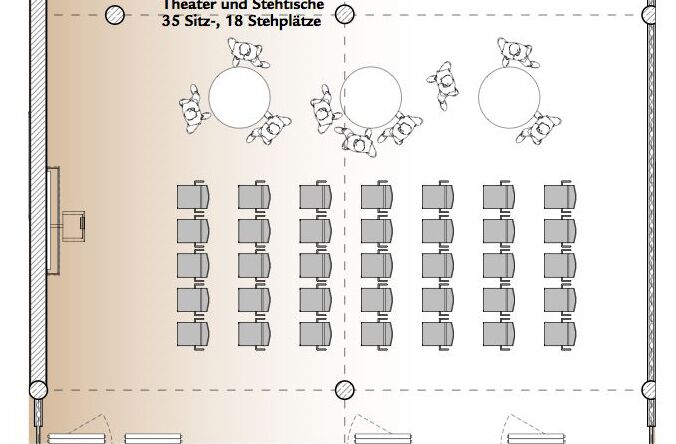 Theaterbestuhlung mit Stehtischen Raum Niederbayern - SVG Seminarraumzentrum