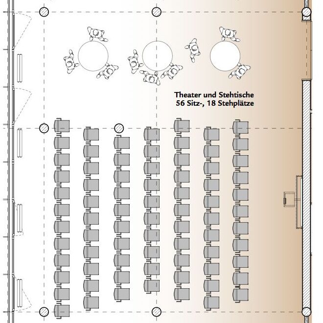 Theaterbestuhlung mit Stehtischen Raum Oberbayern - SVG Seminarraumzentrum