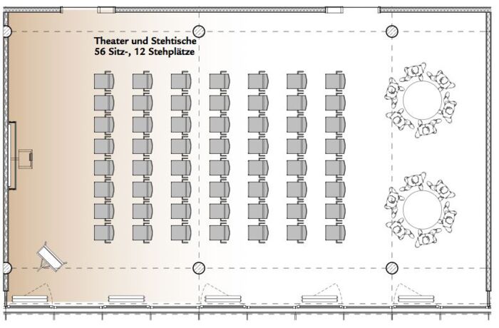 Theaterbestuhlung mit Stehtischen Raum Oberpfalz - SVG Seminarraumzentrum